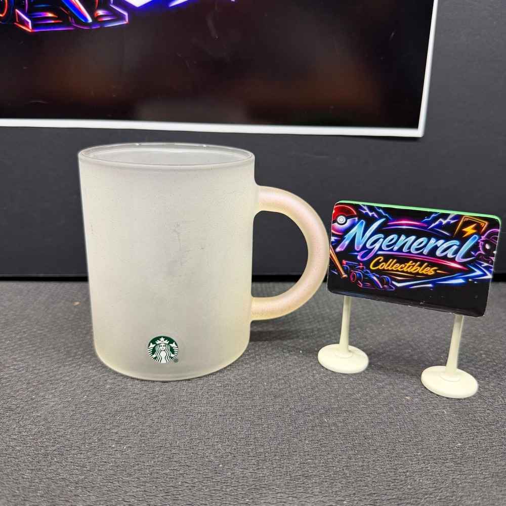 Starbucks Frosted Glass Coffee Mug 14oz Iridescent Handle Siren Logo 2025 CEC24